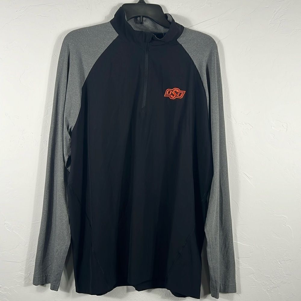 🔥🏈 OKLAHOMA‎ STATE COWBOYS Cutter & Buck Lightweight Quarter Zip Pullover Sz L